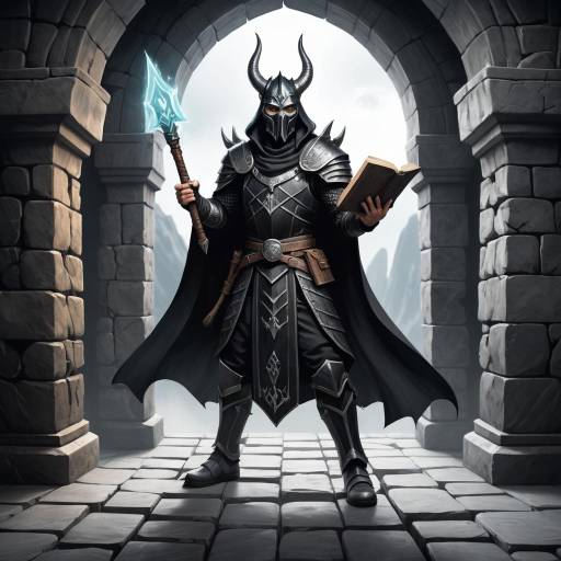 Dark Fantasy Warrior Mage in Armored Suit