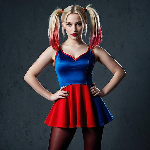 Woman in Harley Quinn Inspired Costume