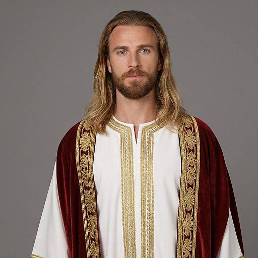 Regal Man in White and Gold Robes