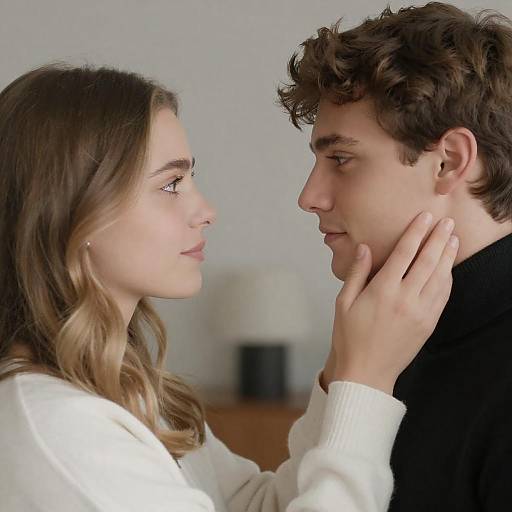 Intimate Close-Up of Couple in Soft Light