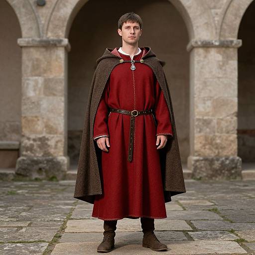 Medieval Serf in Red Robe