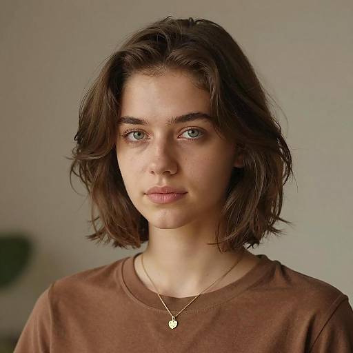 Young Woman with Layered Brown Hair