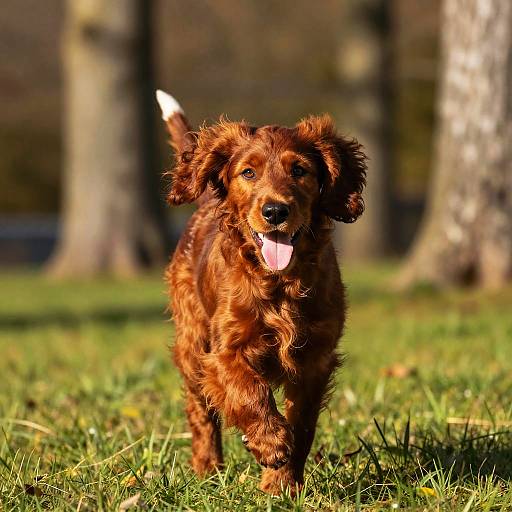 Playful Irish Setter Puppy in Sunlight