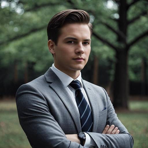 Confident Young Man in Grey Suit Outdoors