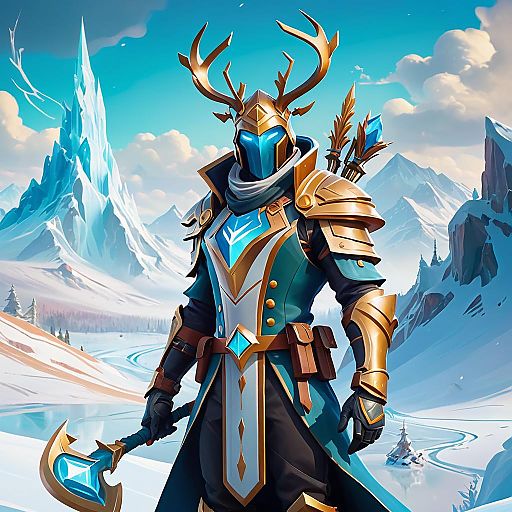Futuristic Warrior in Icy Landscape