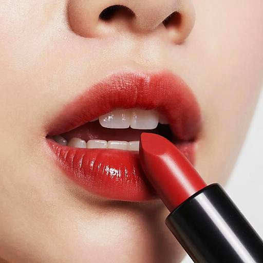 Glossy Red Lips with Lipstick