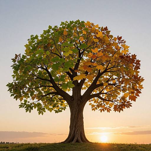 Tree Representing Human Life Cycles at Sunset