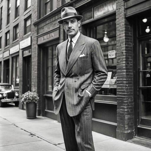 Vintage 1920s Gangster in Pinstripe Suit