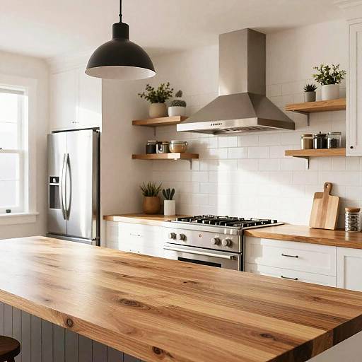 Modern Kitchen with Butcher Block Countertop