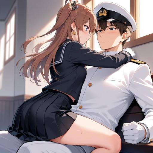 Bold Admiral in Naval Uniform at Dock