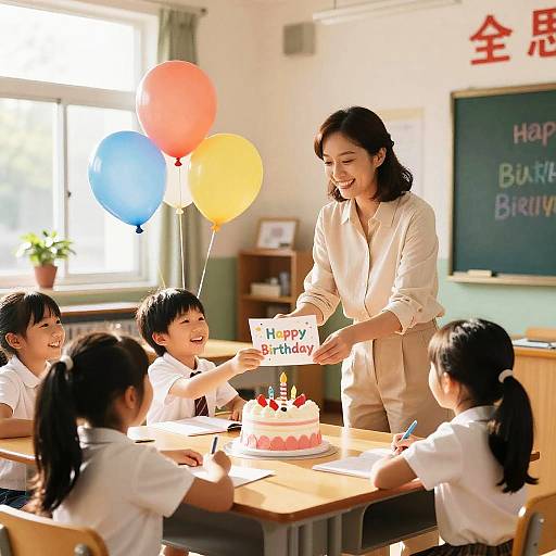 Cheerful Teacher Birthday Celebration