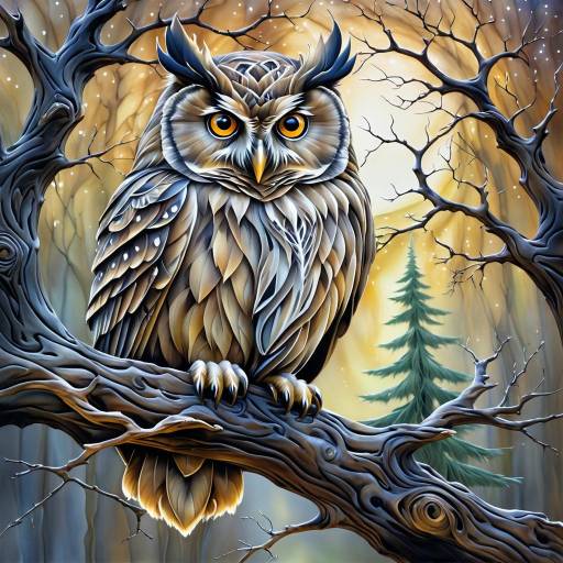 Fantasy Owl Oil Painting