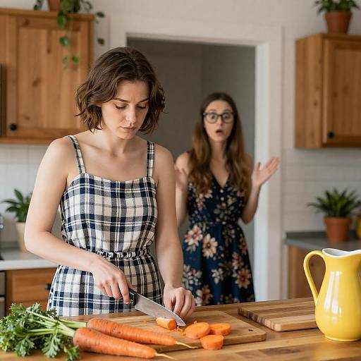 Surprised Encounter in a Cozy Kitchen