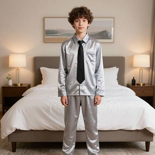 Boy in Pajamas and Tie Bedroom