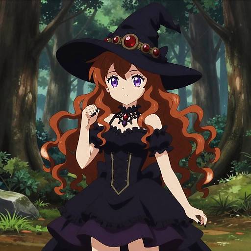 Gothic Bakeneko Witch in Forest