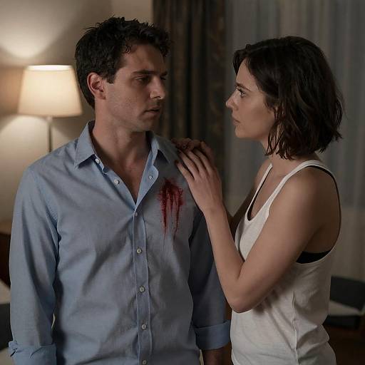 Emotional Moment in Dimly Lit Room