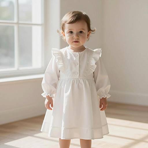 Baby Girl in White Christening Dress