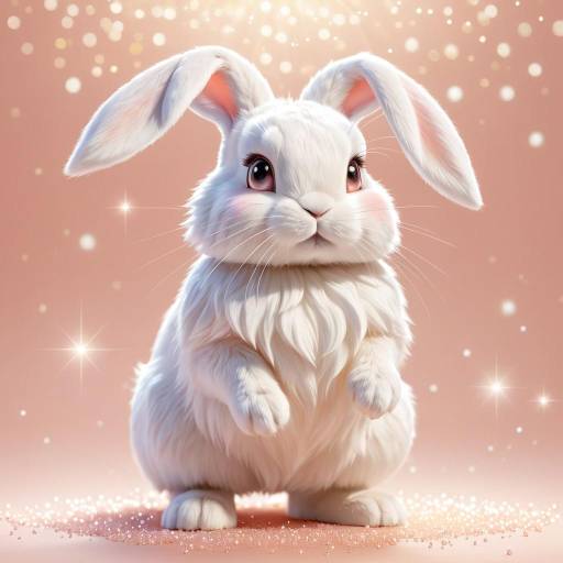 Cute White Bunny with Magical Sparkles