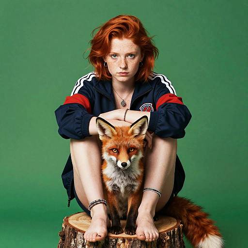 Determined Teen Girl with Fox Cub