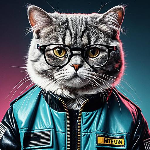 Retro Sci-Fi Scottish Fold Cat Art