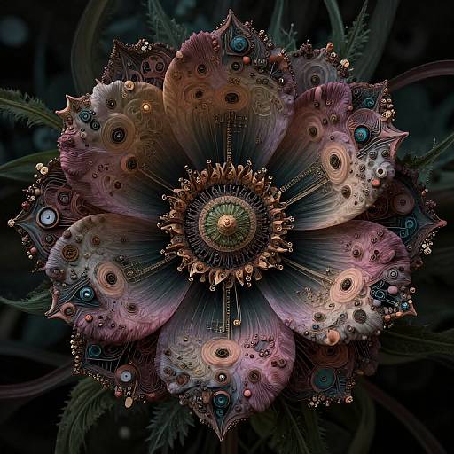 Surreal Gothic Fractal Flower Landscape