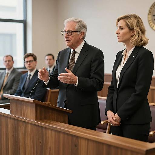 Dynamic Courtroom Scene with Key Figures