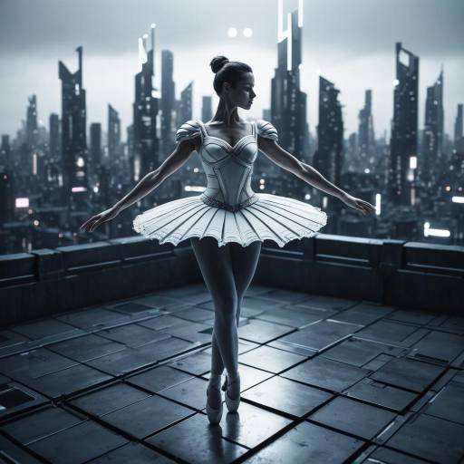 Android Ballerina on Cyberpunk Rooftop