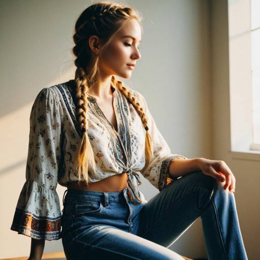 Bohemian Style with Side Braid in Studio Bohemian Style with Side Braid in Studio