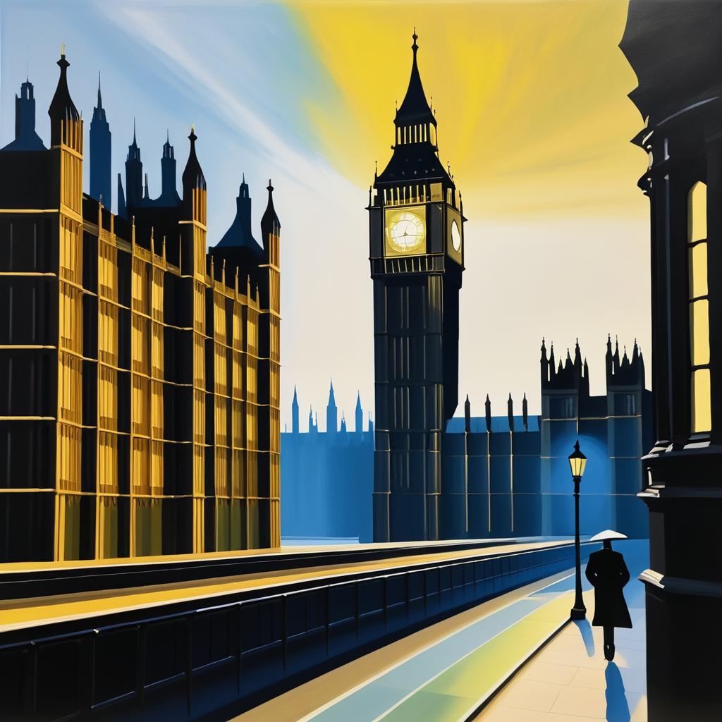 Big Ben in Edward Hopper's Style