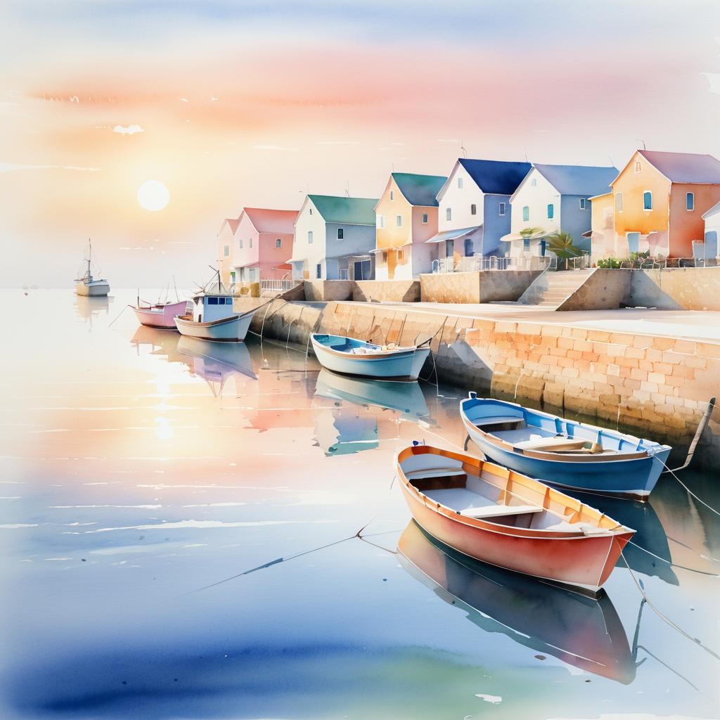 Serene Coastal Village at Sunrise