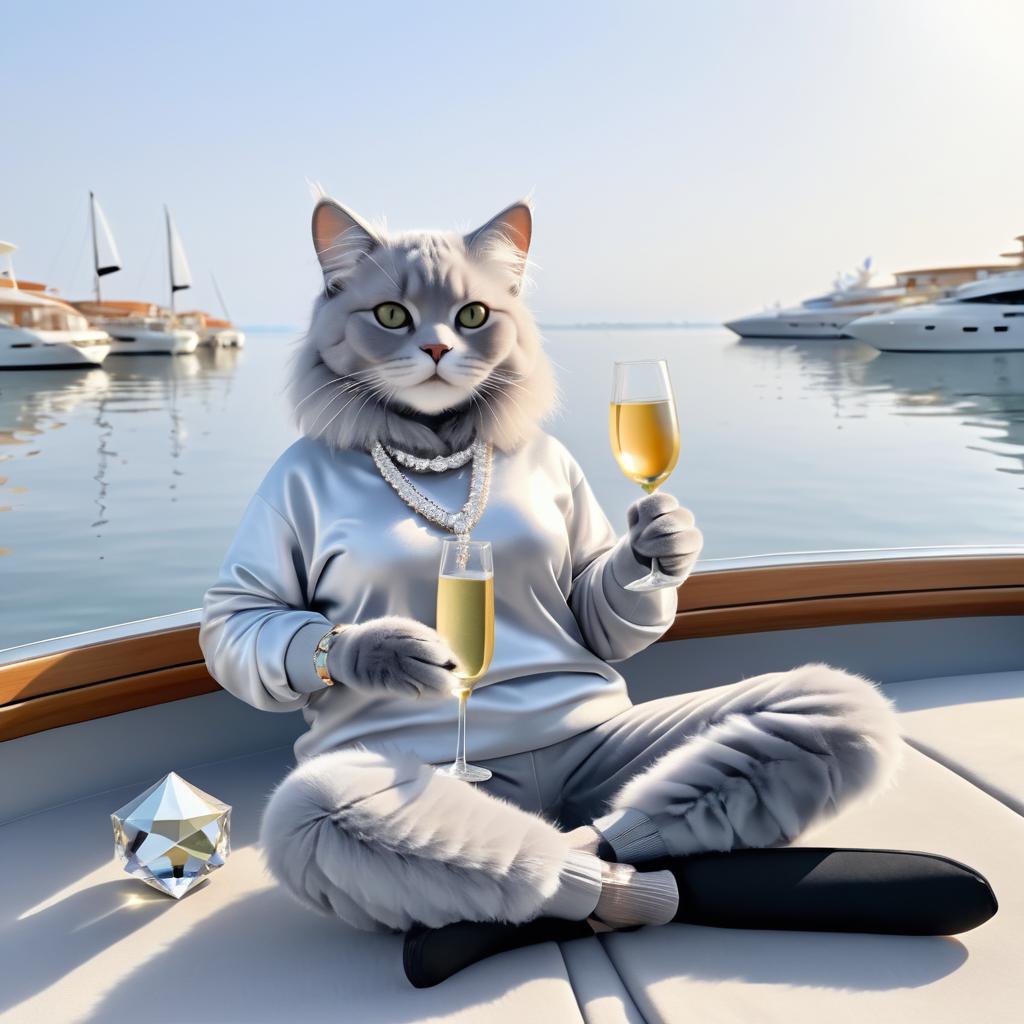 Serene Yoga Cat on a Boat