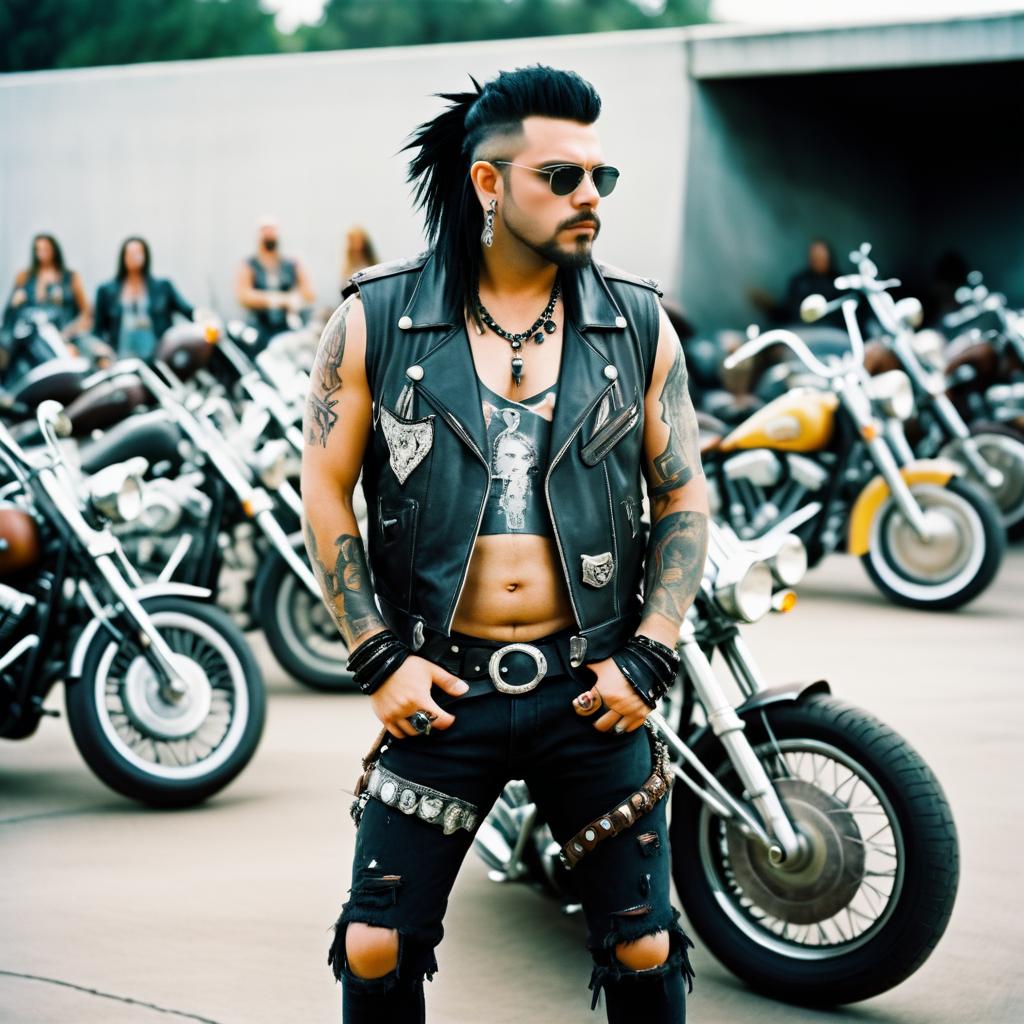 Sassy Tough Biker in Cinematic Style