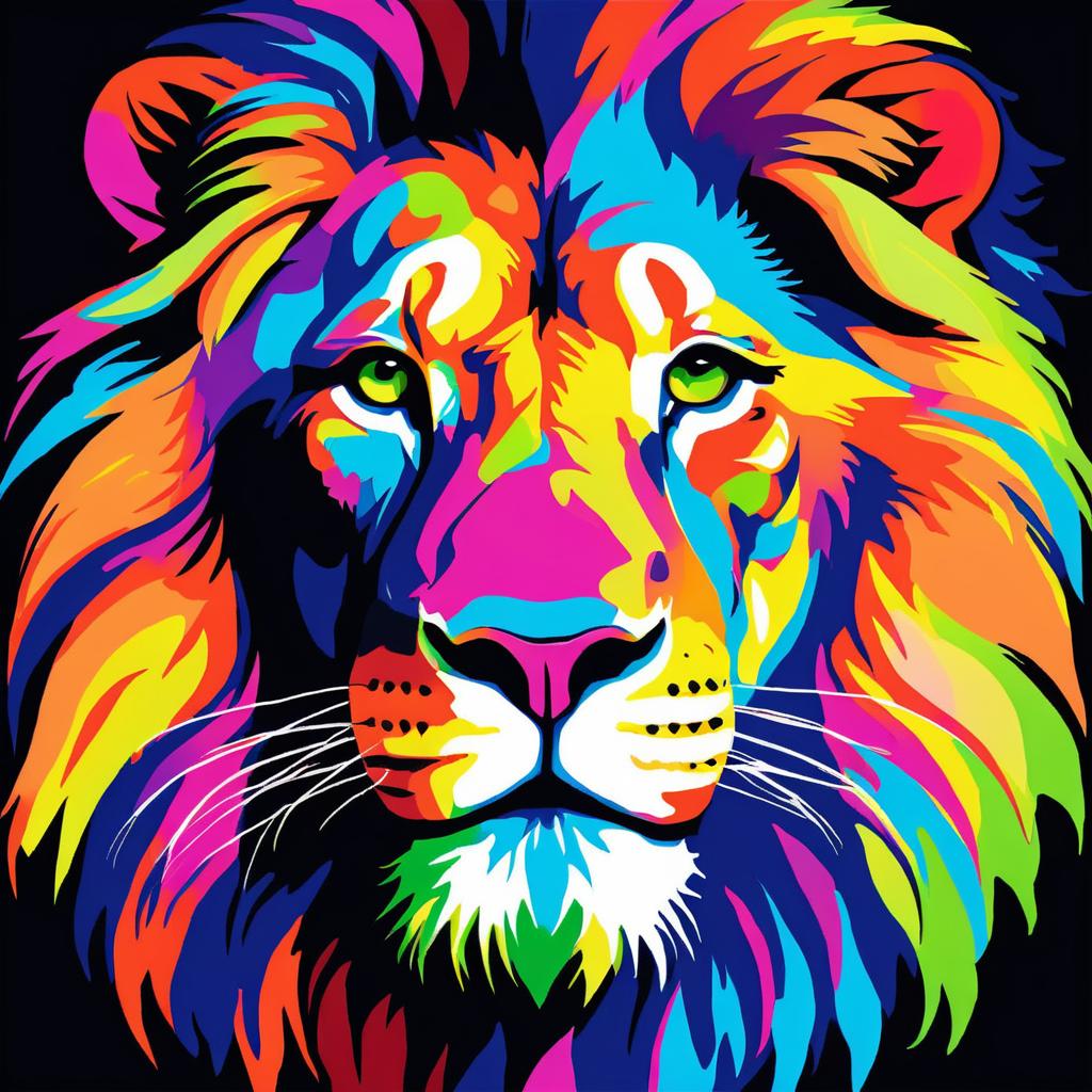 Vibrant Psychedelic Lion Art Design