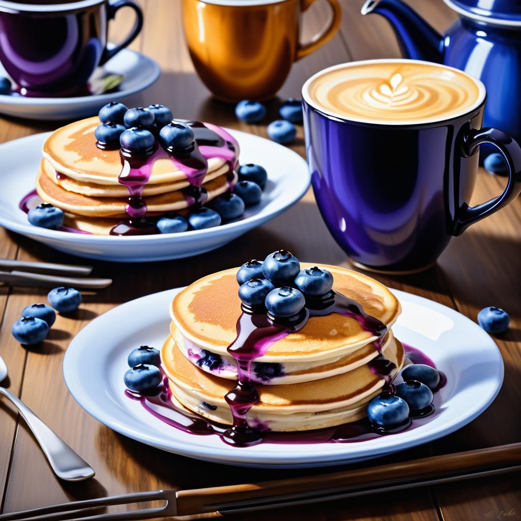 Scrumptious Blueberry Pancakes and Coffee