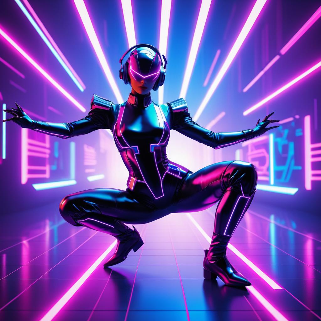 Dynamic Android Assassin in Neon Paradise