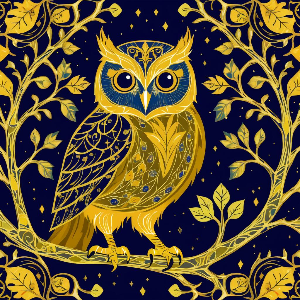 Medieval Owl-Tree Fusion Artwork