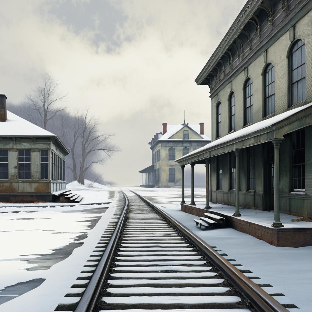 Haunting Winter Scene at Abandoned Station