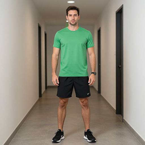 Man in Green Workout Attire