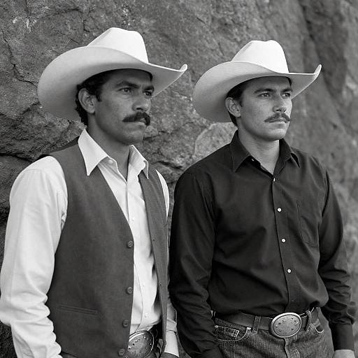 Serious Cowboy Duo in Black and White