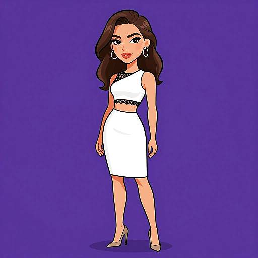 Stylish Woman in White Asymmetric Dress