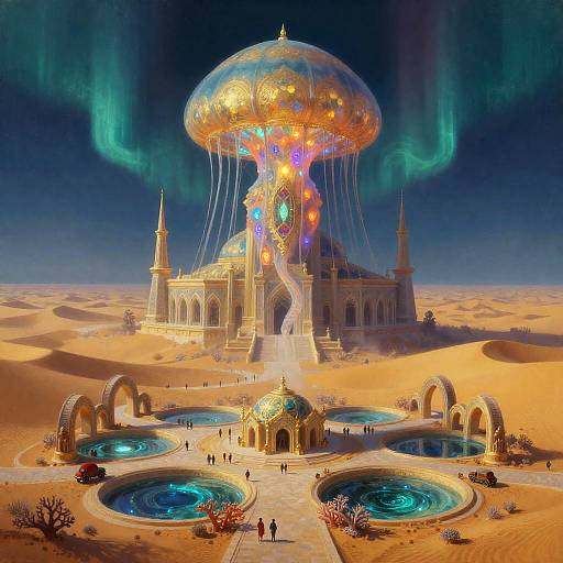 Jellyfish Cathedral Over Golden Dunes