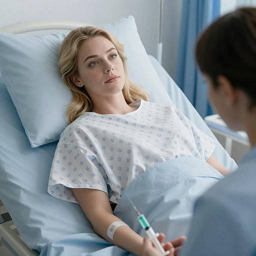 Blonde Woman in Hospital Bed Scene