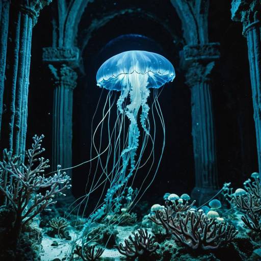 Ethereal Underwater Jellyfish Plant Scene Ethereal Underwater Jellyfish Plant Scene