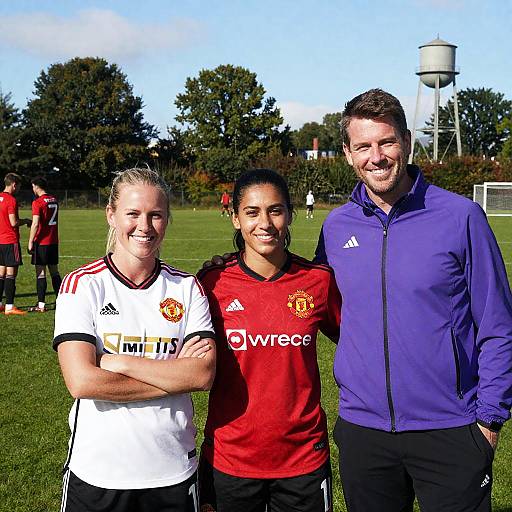 Joyful Soccer Team on Grassy Field