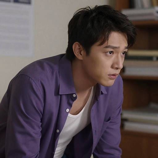 Focused Man in a Cluttered Room