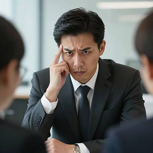 Concerned Businessman in Tense Meeting
