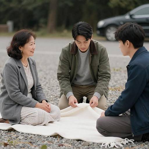 Outdoor Family Picnic on Gravel Blanket