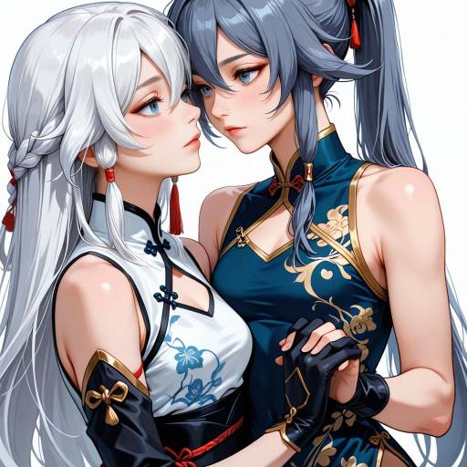 Yuri Girls in Traditional Attire
