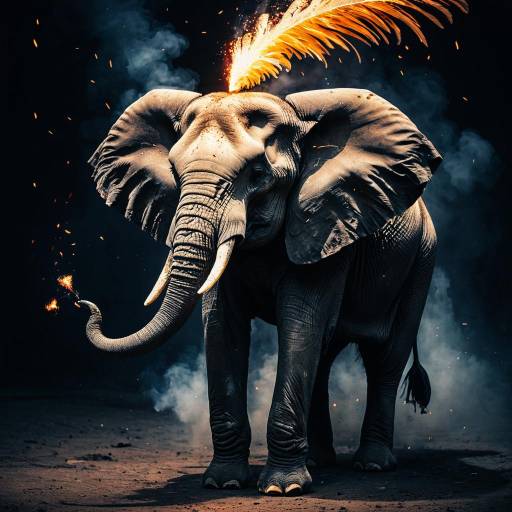 Surreal Phoenix-Elephant Hybrid with Ember Feathers Surreal Phoenix-Elephant Hybrid with Ember Feathers