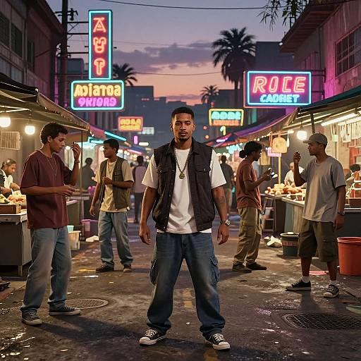 GTA Style Vibrant Street Market